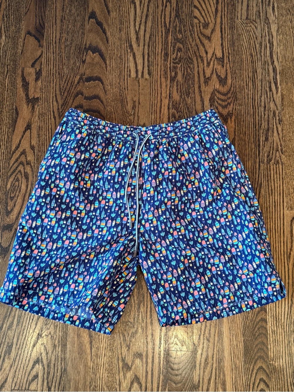 NWT Peter Millar Navy Swim Trunks with Multicolor Buoy Print